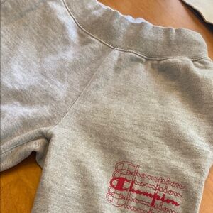Champion Gray Sweatpants with Red Logo